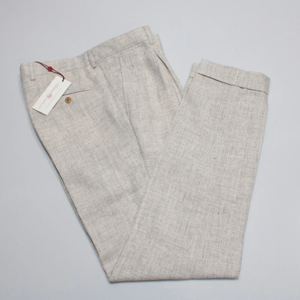 Luciano Barbera NWT Pleated Dress Pants Size 50 (US 34) in Brown Linen Blend